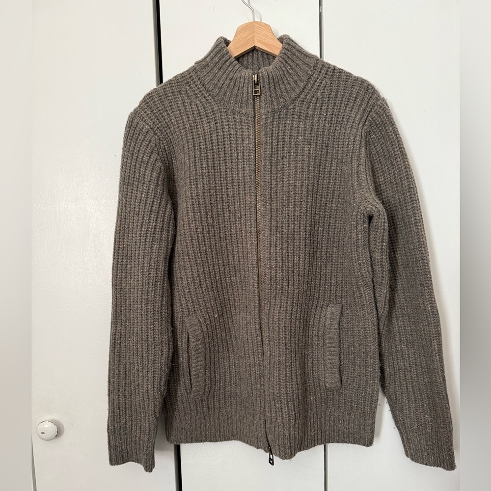 Taylor Stitch Men's Taupe Zip-Up Sweater